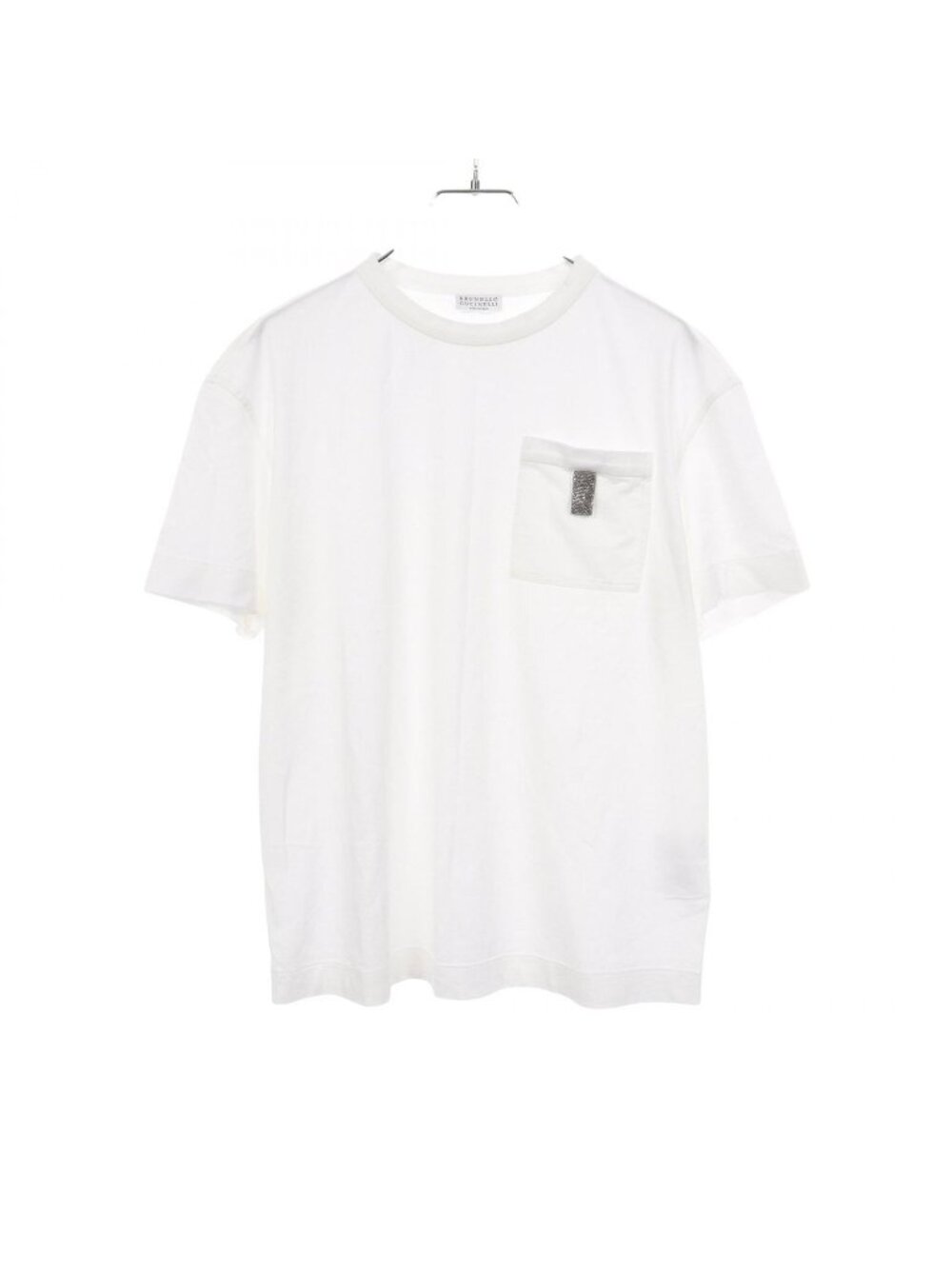 Brunello Cucinelli Short Sleeve T-Shirt Beaded Pocket Silk
